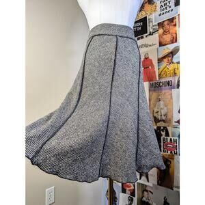 Vintage Herringbone Midi Skirt
